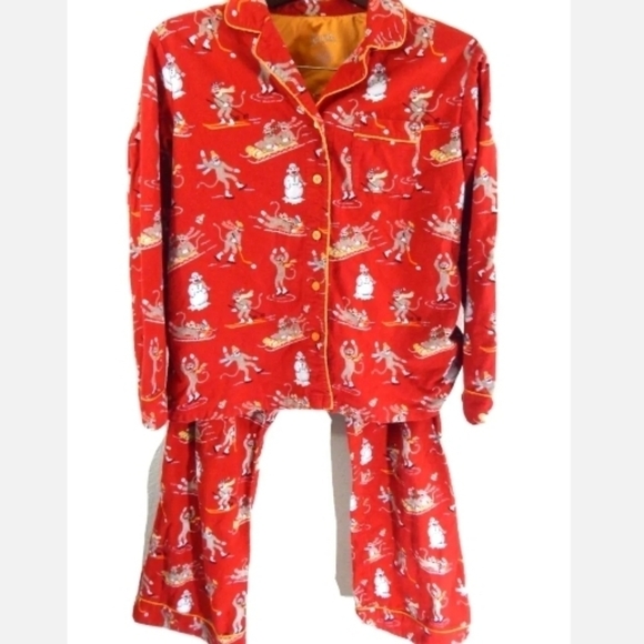 Nick and Nora Sock Monkey Flannel Pajamas - Picture 1 of 4